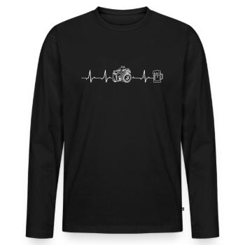 Fotografie Heartbeat Kamerafotograf Heartbeat - Männer Premium Bio Langarmshirt - Schwarz - Vorne - Nico (187cm)