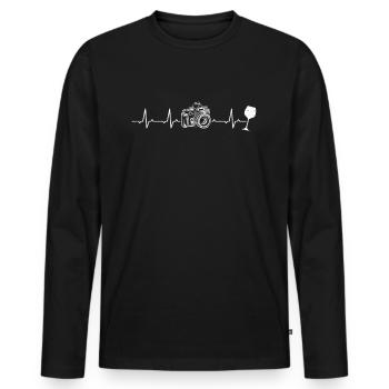 Fotografie Heartbeat Weinkamera Fotograf Heartbeat - Männer Premium Bio Langarmshirt - Schwarz - Vorne - Nico (187cm)