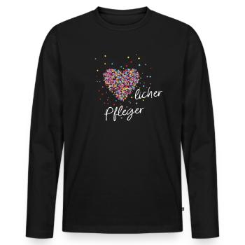 Pflege mit Herz Geschenk für die Pflegerin - Männer Premium Bio Langarmshirt - Schwarz - Vorne - Nico (187cm)