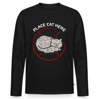 Chat Papa Cheveux de chat Propriétaire de chat Chat Ami - T-shirt manches longues Premium bio Homme - noir - Devant - Nico (187cm)