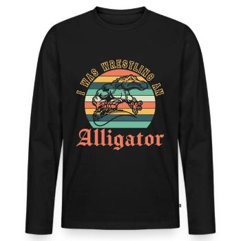Crocodile Alligator Wrestling Reptile Gift - Men's Premium Organic Long Sleeve Shirt - black - Front - Nico (187cm)