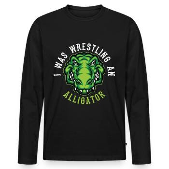 Crocodile Alligator Wrestling Reptile Gift - Men's Premium Organic Long Sleeve Shirt - black - Front - Nico (187cm)