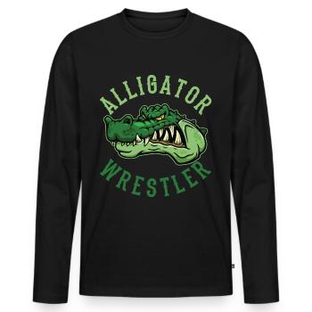 Crocodile Alligator Wrestling Reptile Gift - Men's Premium Organic Long Sleeve Shirt - black - Front - Nico (187cm)