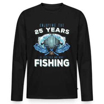 Anniversaire du pêcheur 25 Pêcheur 25e pêcheur - T-shirt manches longues Premium bio Homme - noir - Devant - Nico (187cm)