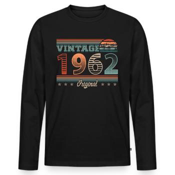 Millésime 1962 Année de naissance 1962 Anniversaire Hommes - T-shirt manches longues Premium bio Homme - noir - Devant - Nico (187cm)
