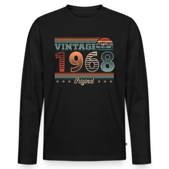 Millésime 1968 Année de naissance 1968 Anniversaire Hommes - T-shirt manches longues Premium bio Homme - noir - Devant - Nico (187cm)