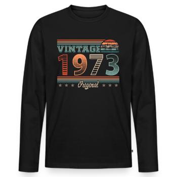 Millésime 1973 Année de naissance 1973 Anniversaire Hommes - T-shirt manches longues Premium bio Homme - noir - Devant - Nico (187cm)