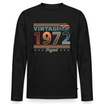 Millésime 1972 Année de naissance 1972 Anniversaire Hommes - T-shirt manches longues Premium bio Homme - noir - Devant - Nico (187cm)