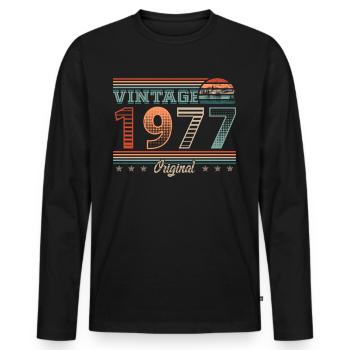 Vintage 1977 Year of birth 1977 Birthday Men - Men's Premium Organic Long Sleeve Shirt - black - Front - Nico (187cm)