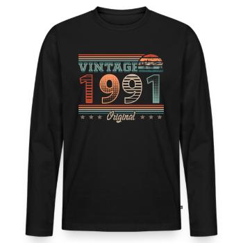 Vintage 1991 Year of birth 1991 Birthday Men - Men's Premium Organic Long Sleeve Shirt - black - Front - Nico (187cm)