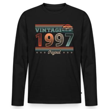 Millésime 1997 Année de naissance 1997 Anniversaire Hommes - T-shirt manches longues Premium bio Homme - noir - Devant - Nico (187cm)