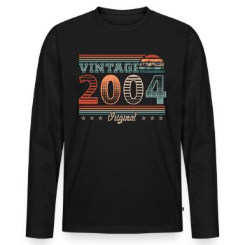 Millésime 2004 Année de naissance 2004 Anniversaire Hommes - T-shirt manches longues Premium bio Homme - noir - Devant - Nico (187cm)