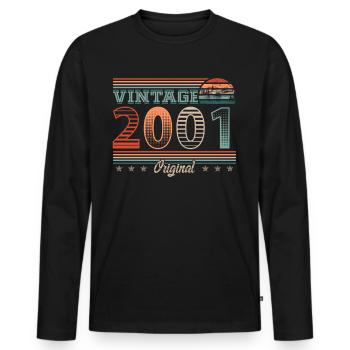 Millésime 2001 Année de naissance 2001 Anniversaire Hommes - T-shirt manches longues Premium bio Homme - noir - Devant - Nico (187cm)