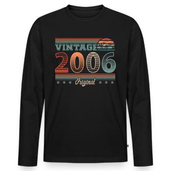 Millésime 2006 Année de naissance 2006 Anniversaire Hommes - T-shirt manches longues Premium bio Homme - noir - Devant - Nico (187cm)