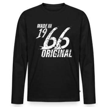 Made In 1966 Geburtsjahr 1966 Geburtstag Damen - Männer Premium Bio Langarmshirt - Schwarz - Vorne - Nico (187cm)