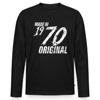 Fait en 1970 Année de naissance 1970 Anniversaire Femmes - T-shirt manches longues Premium bio Homme - noir - Devant - Nico (187cm)