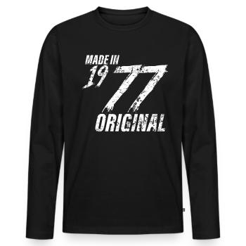 Made In 1977 Year of birth 1977 Birthday Women - Men's Premium Organic Long Sleeve Shirt - black - Front - Nico (187cm)
