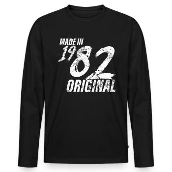 Fait En 1982 Année de naissance 1982 Anniversaire Femmes - T-shirt manches longues Premium bio Homme - noir - Devant - Nico (187cm)