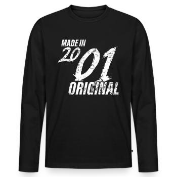 Fait en 2001 Année de naissance 2001 Anniversaire Femmes - T-shirt manches longues Premium bio Homme - noir - Devant - Nico (187cm)