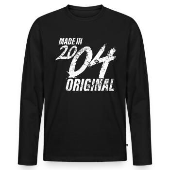 Made in 2004 Year of birth 2004 Birthday Women - Men's Premium Organic Long Sleeve Shirt - black - Front - Nico (187cm)