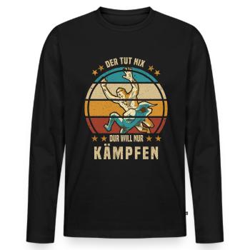 Ringer I Der Tut Nix Der Will Nur Kämpfen - Männer Premium Bio Langarmshirt - Schwarz - Vorne - Nico (187cm)