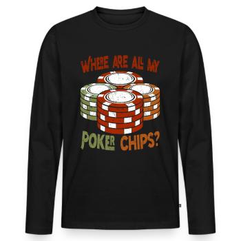 Joueurs de poker Où sont tous mes jetons de poker Poker - T-shirt manches longues Premium bio Homme - noir - Devant - Nico (187cm)
