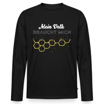 Mein Volk braucht mich Honig Imker Imkerei Biene - Männer Premium Bio Langarmshirt - Schwarz - Vorne - Nico (187cm)
