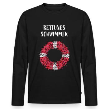 Rettungsschwimmer Bademeister Schwimmbad - Männer Premium Bio Langarmshirt - Schwarz - Vorne - Nico (187cm)