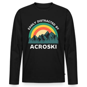 Facilement distrait par Acroski - T-shirt manches longues Premium bio Homme - noir - Devant - Nico (187cm)