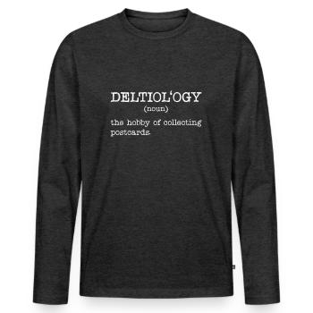 Deltiology-definition Deltiologist-postcard - Men's Premium Organic Long Sleeve Shirt - heather anthracite - Front - Nico (187cm)