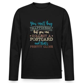 Deltiology card Colleting Deltiologist postcard - Men's Premium Organic Long Sleeve Shirt - black - Front - Nico (187cm)