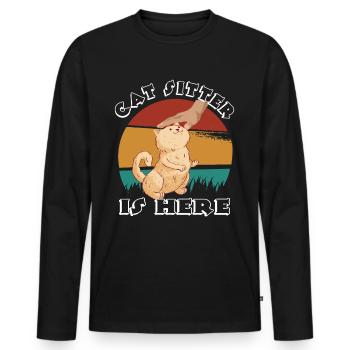 Cat Sitter Is Here for men, women and children - Men's Premium Organic Long Sleeve Shirt - black - Front - Nico (187cm)