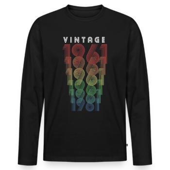 Millésime 1961 Année de naissance 1961 Millésime Anniversaire - T-shirt manches longues Premium bio Homme - noir - Devant - Nico (187cm)