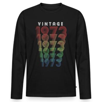 Millésime 1973 Année de naissance 1973 Millésime Anniversaire - T-shirt manches longues Premium bio Homme - noir - Devant - Nico (187cm)