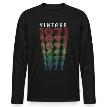 Millésime 1971 Année de naissance 1971 Millésime Anniversaire - T-shirt manches longues Premium bio Homme - noir - Devant - Nico (187cm)