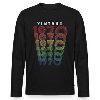 Millésime 1970 Année de naissance 1970 Millésime Anniversaire - T-shirt manches longues Premium bio Homme - noir - Devant - Nico (187cm)