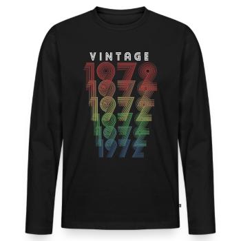 Millésime 1972 Année de naissance 1972 Millésime Anniversaire - T-shirt manches longues Premium bio Homme - noir - Devant - Nico (187cm)