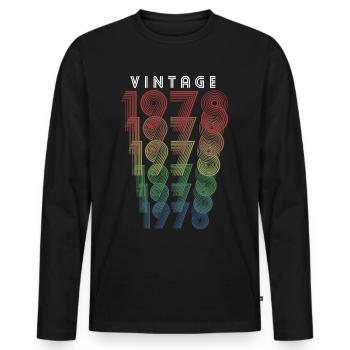 Vintage 1978 Year of birth 1978 Vintage Birthday - Men's Premium Organic Long Sleeve Shirt - black - Front - Nico (187cm)