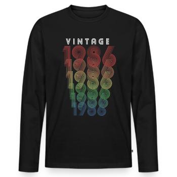 Vintage 1986 Year of birth 1986 Vintage Birthday - Men's Premium Organic Long Sleeve Shirt - black - Front - Nico (187cm)