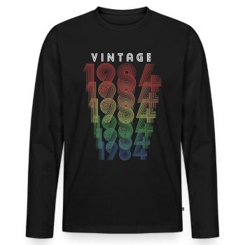 Vintage 1984 Year of birth 1984 Vintage Birthday - Men's Premium Organic Long Sleeve Shirt - black - Front - Nico (187cm)