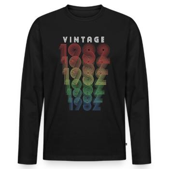 Millésime 1982 Année de naissance 1982 Millésime Anniversaire - T-shirt manches longues Premium bio Homme - noir - Devant - Nico (187cm)