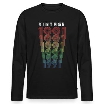 Vintage 1991 Year of birth 1991 Vintage Birthday - Men's Premium Organic Long Sleeve Shirt - black - Front - Nico (187cm)