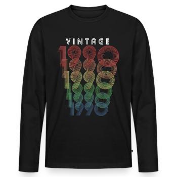 Millésime 1990 Année de naissance 1990 Millésime Anniversaire - T-shirt manches longues Premium bio Homme - noir - Devant - Nico (187cm)