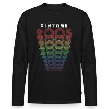 Millésime 2005 Année de naissance 2005 Millésime Anniversaire - T-shirt manches longues Premium bio Homme - noir - Devant - Nico (187cm)