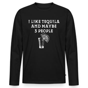 J’aime la tequila et peut-être 3 personnes - T-shirt manches longues Premium bio Homme - noir - Devant - Nico (187cm)