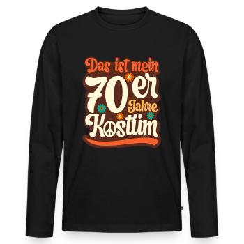 70er Jahre Party Mottoparty Outfit Kostüm 1970er - Männer Premium Bio Langarmshirt - Schwarz - Vorne - Nico (187cm)