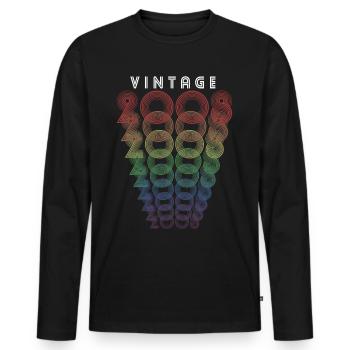 Vintage 2008 Year of birth 2008 Vintage Birthday - Men's Premium Organic Long Sleeve Shirt - black - Front - Nico (187cm)