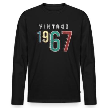 Millésime 1967 Anniversaire Né année 1967 - T-shirt manches longues Premium bio Homme - noir - Devant - Nico (187cm)