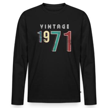 Millésime 1971 Anniversaire Né année 1971 - T-shirt manches longues Premium bio Homme - noir - Devant - Nico (187cm)