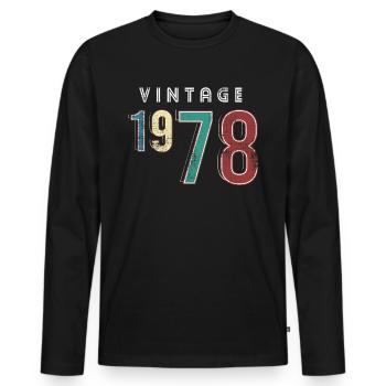 Millésime 1978 Anniversaire Né année 1978 - T-shirt manches longues Premium bio Homme - noir - Devant - Nico (187cm)